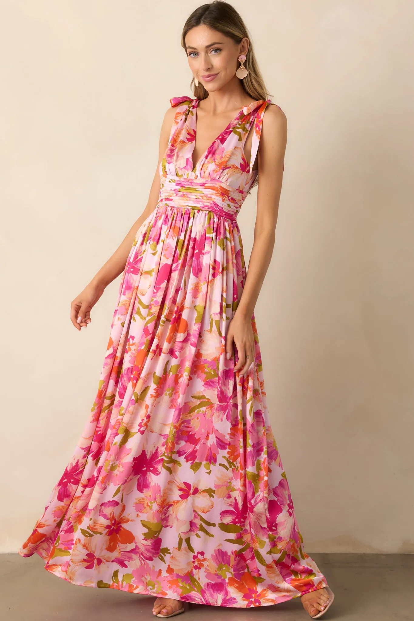 Somewhere Beautiful Pink Multi Floral Maxi Dress