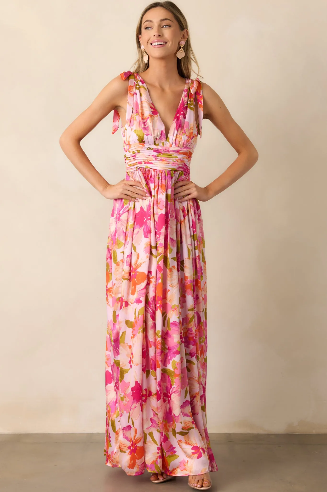 Somewhere Beautiful Pink Multi Floral Maxi Dress