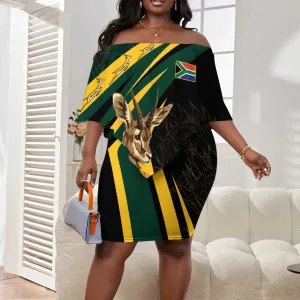 South Africa Bokke Personalised Off Shoulder Short Dress Mascot Dynamic LT7