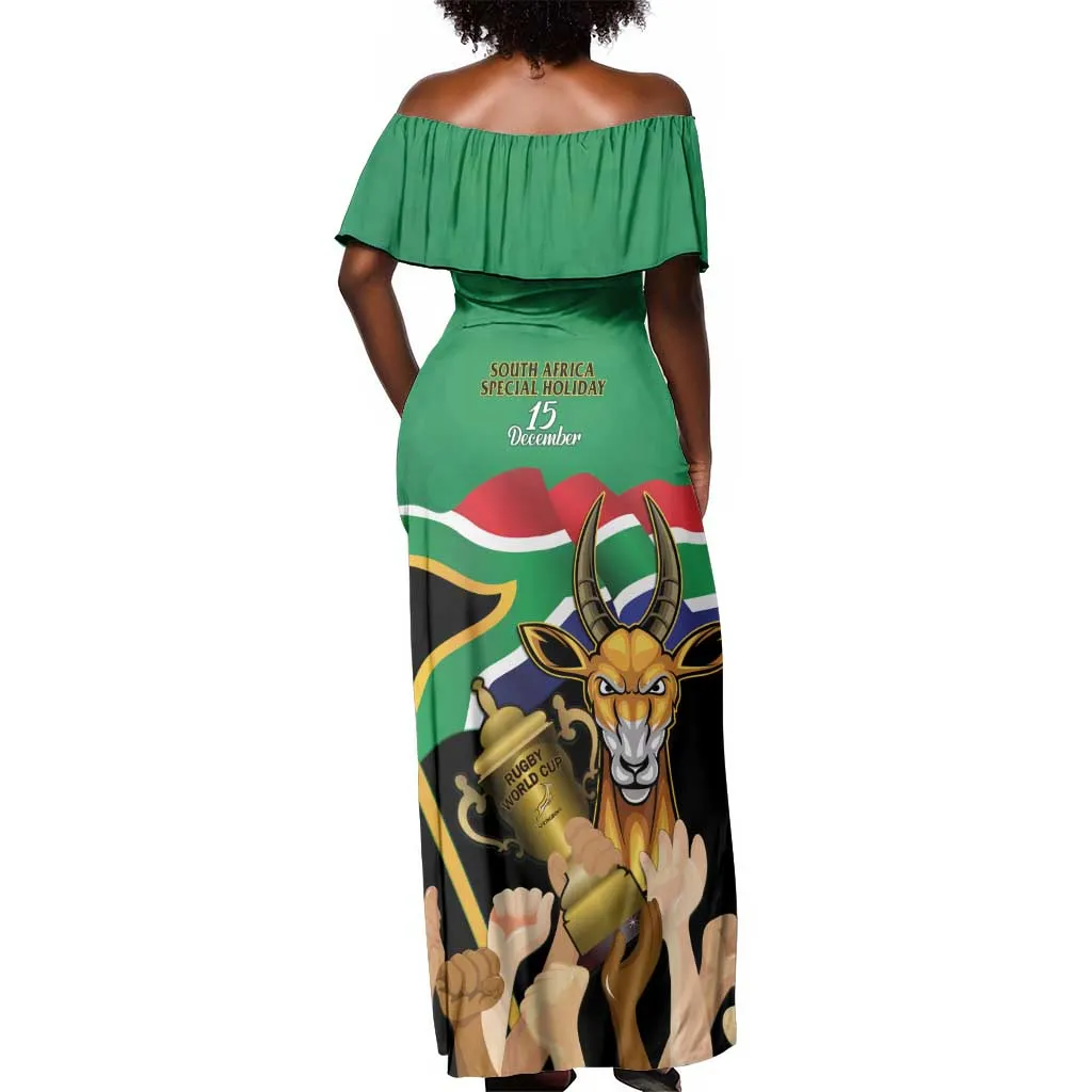 South Africa Special Holiday Off Shoulder Maxi Dress Springboks Champions Celebration Rugby Is My Soul LT14