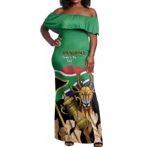 South Africa Special Holiday Off Shoulder Maxi Dress Springboks Champions Celebration Rugby Is My Soul LT14