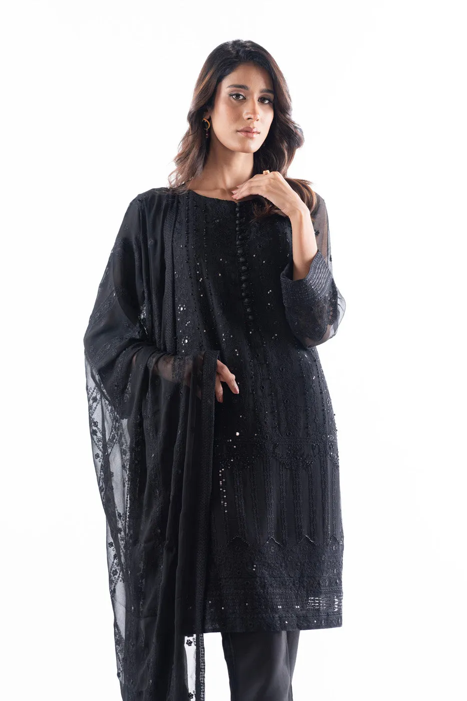 Stitched - 3 Pc Chiffon Outfit