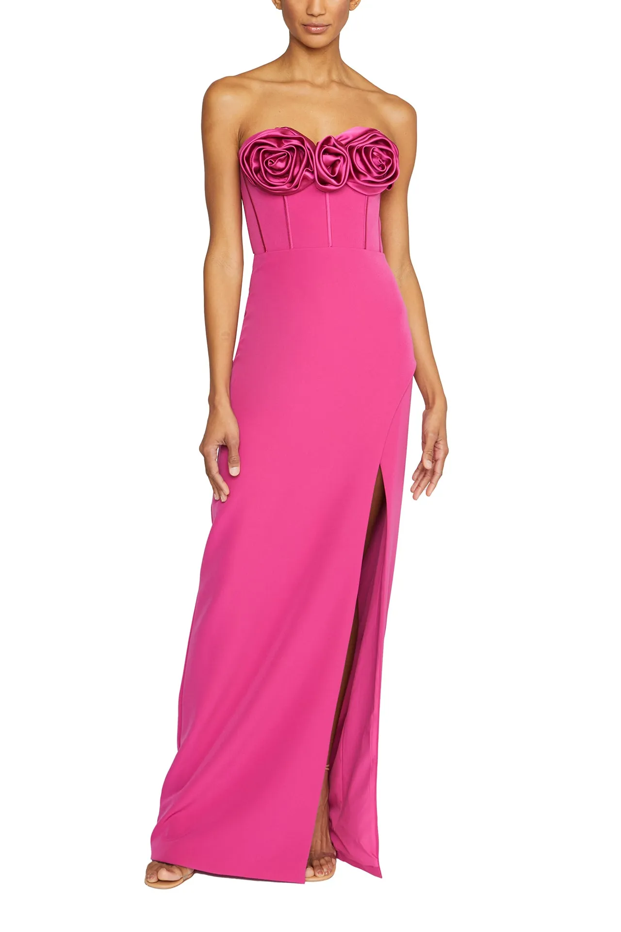 Strapless Crepe Column Gown