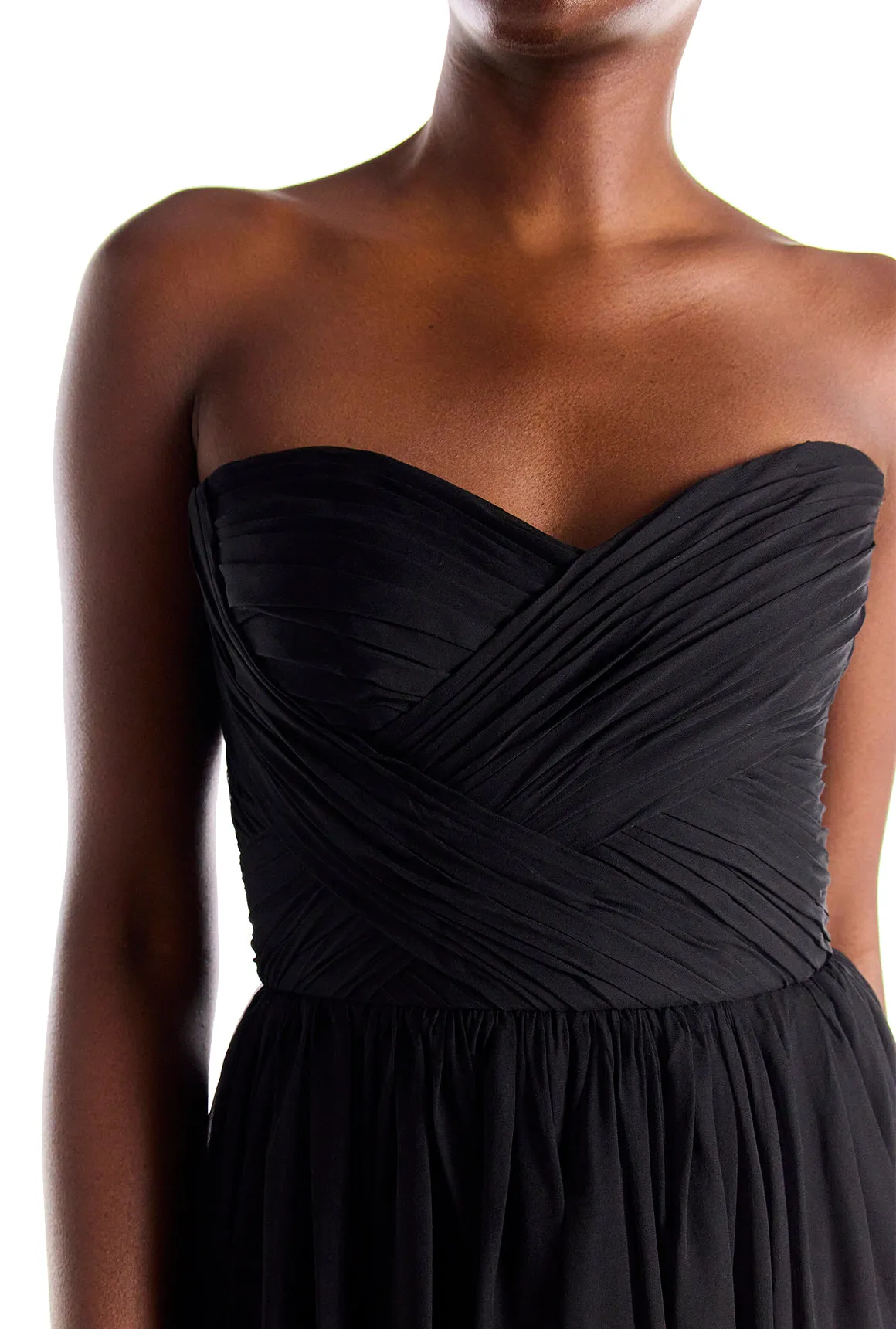 Strapless Draped Chiffon Gown