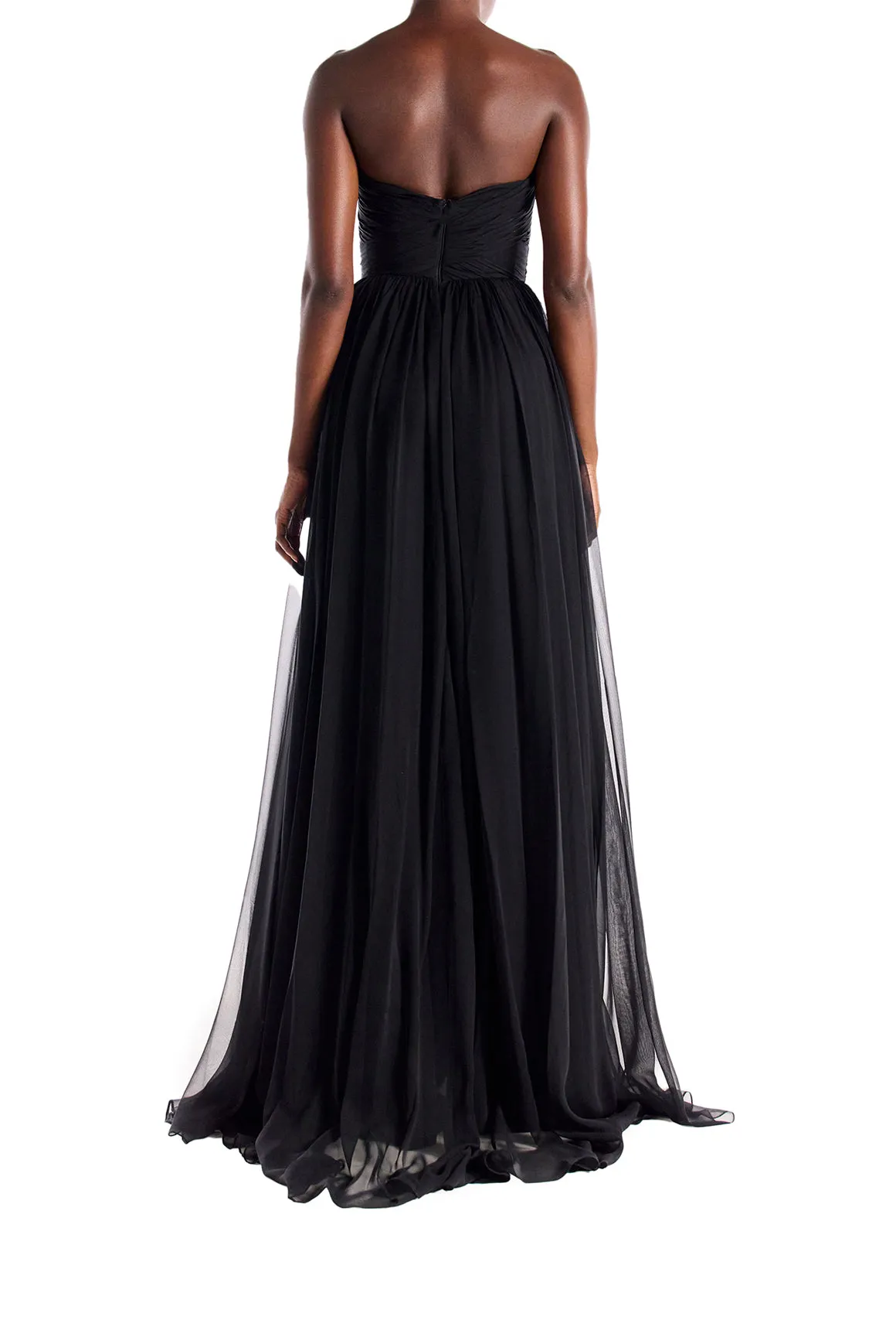 Strapless Draped Chiffon Gown