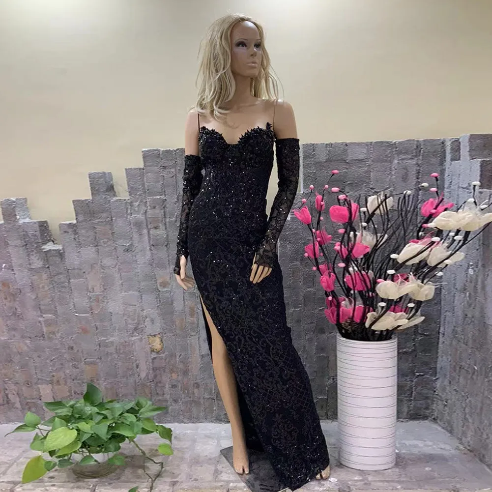 Strapless Long Sleeve Formal Maxi Bodycon Dress HT1119