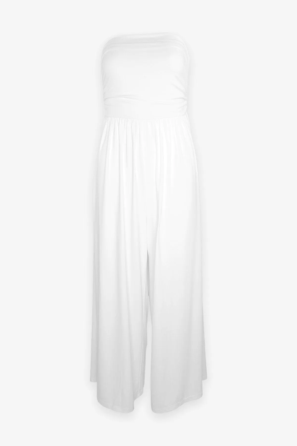 Strapless Ruched Jumpsuit in Sugar