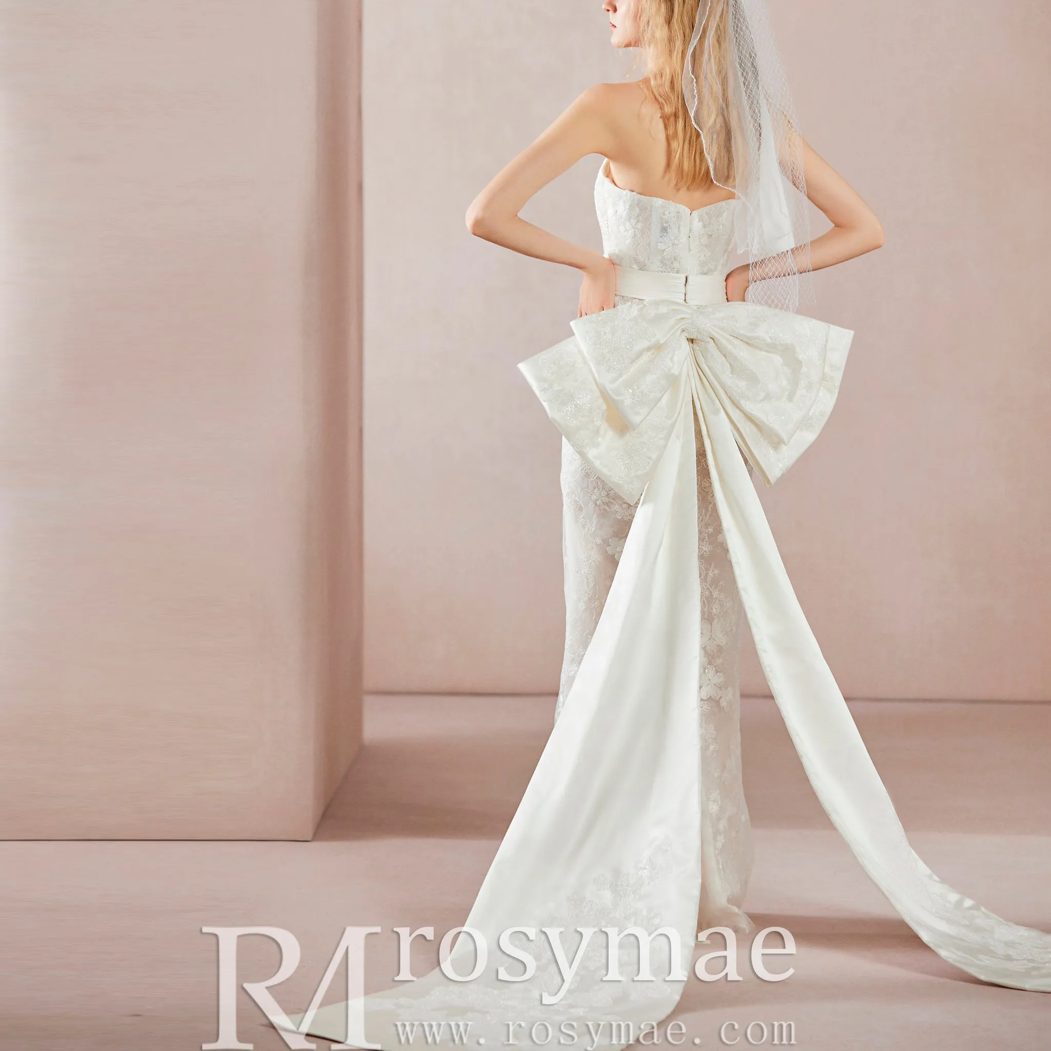 Strapless Sheath & Column All-over Lace Wedding Dress