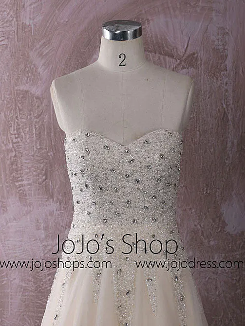 Strapless Slim A-line Champagne Wedding Dress Reception Dress | QT815009