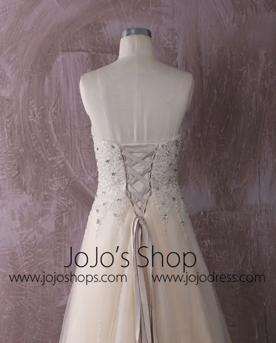 Strapless Slim A-line Champagne Wedding Dress Reception Dress | QT815009