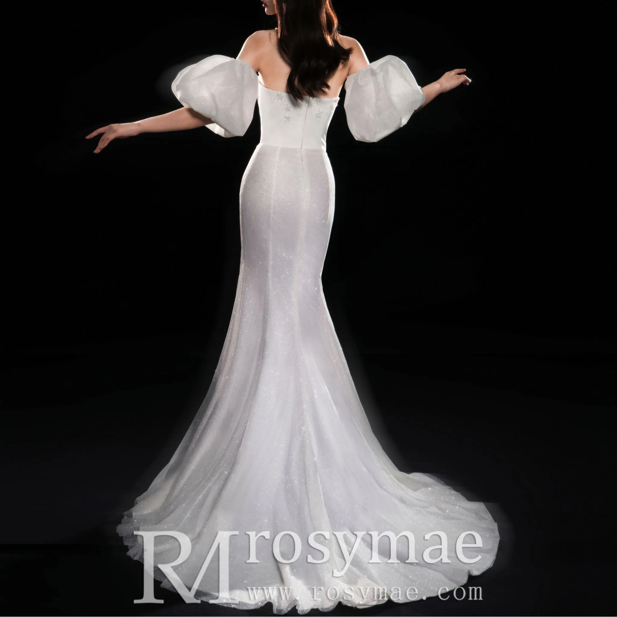 Strapless Straight Neckline Mermaid Wedding Dress with Removable Sleeve