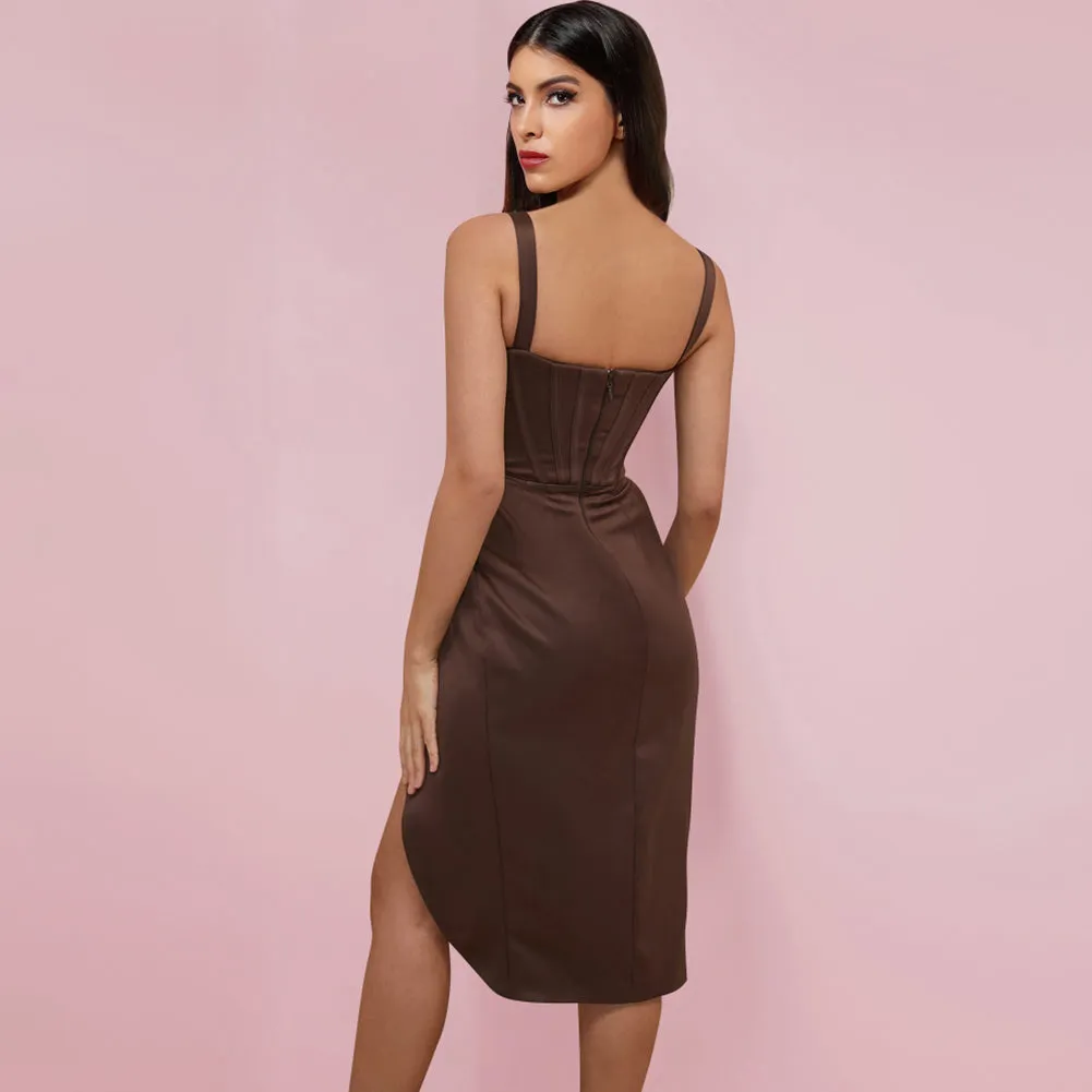 Strappy Sleeveless Frill Midi Bodycon Dress FP21509