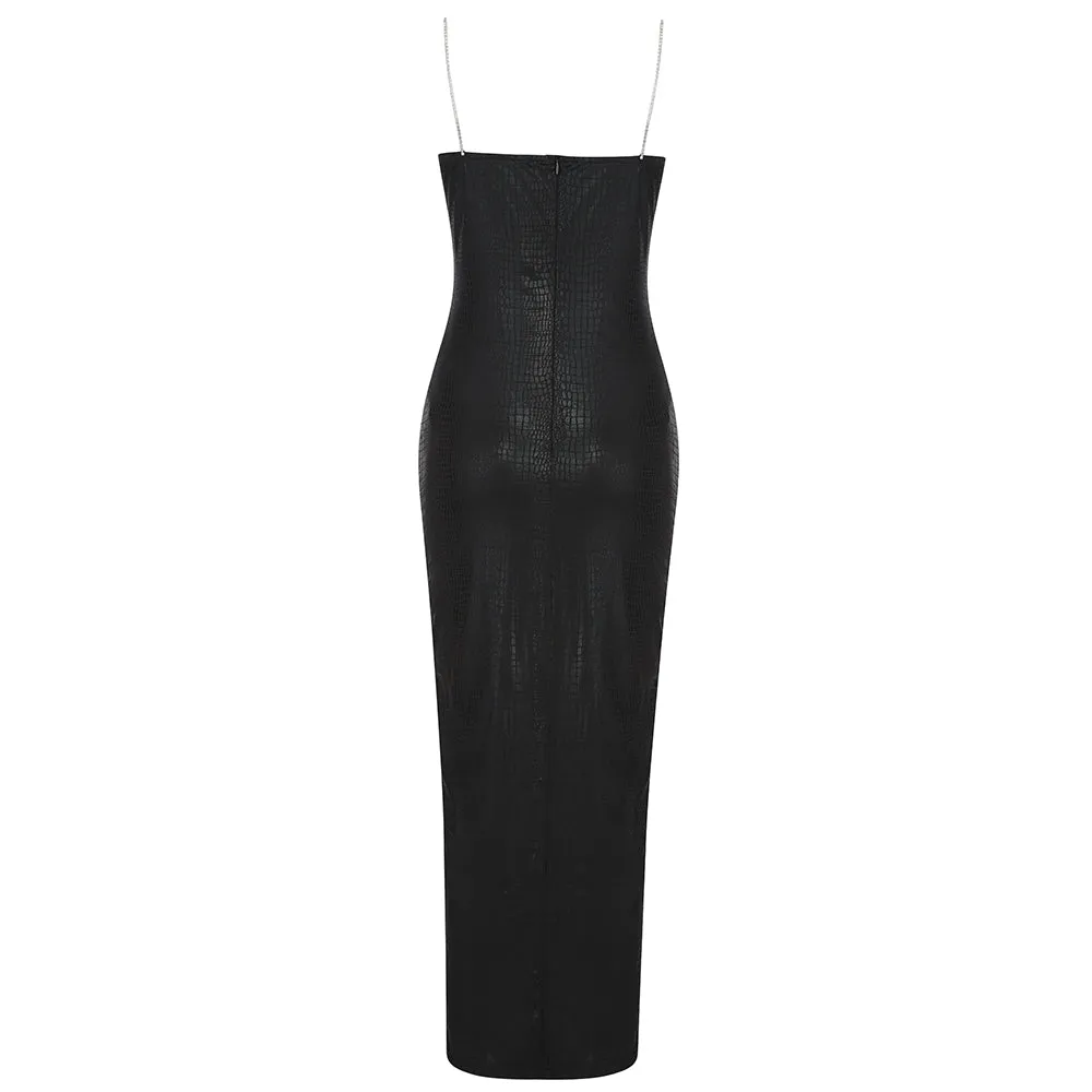 Strappy Sleeveless Wrinkled Maxi Bodycon Dress HB7796