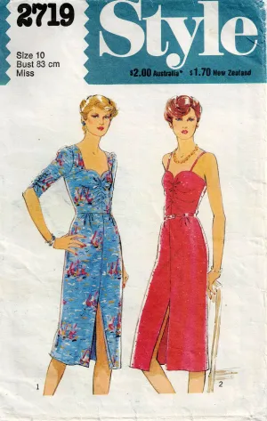 Style 2719 Womens Ruched Sweetheart Evening Dress 1970s Vintage Sewing Pattern Size 10 Bust 32.5 Inches