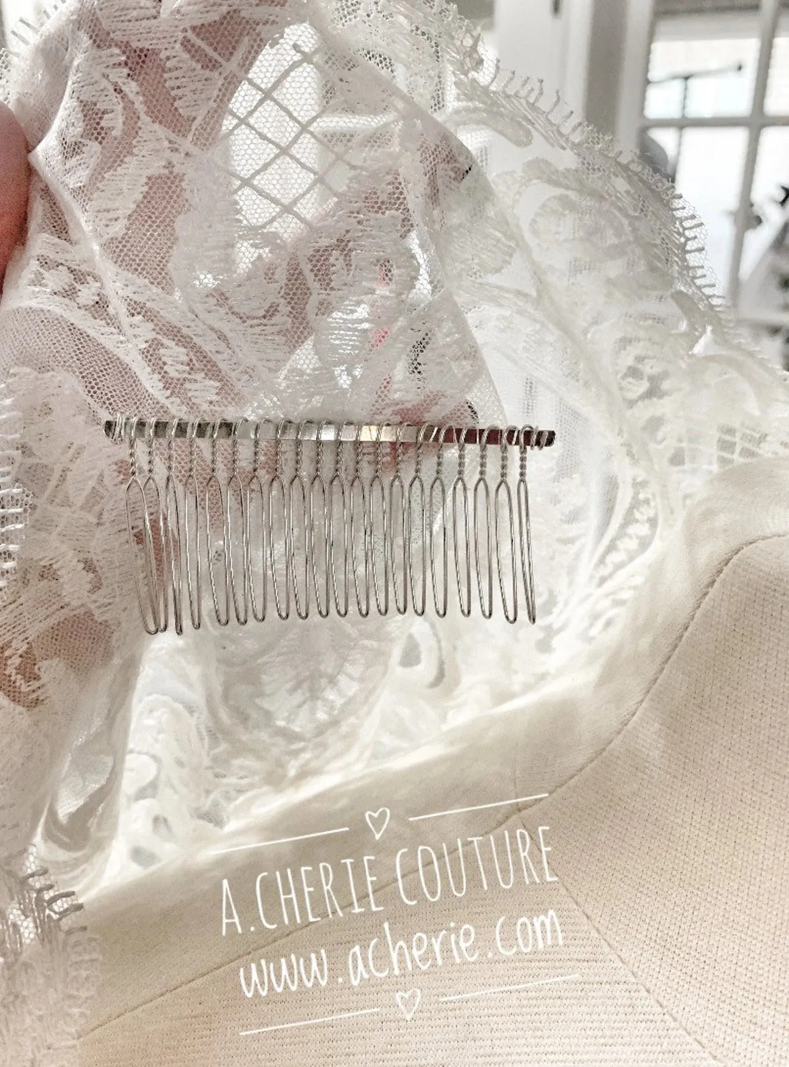 Style CV18 Scalloped Scroll Lace Cathedral Veil