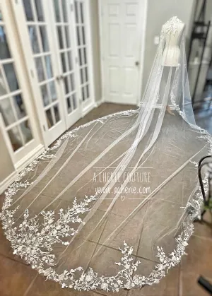 Style RV29 Embroidered Floral Lace Royal Veil
