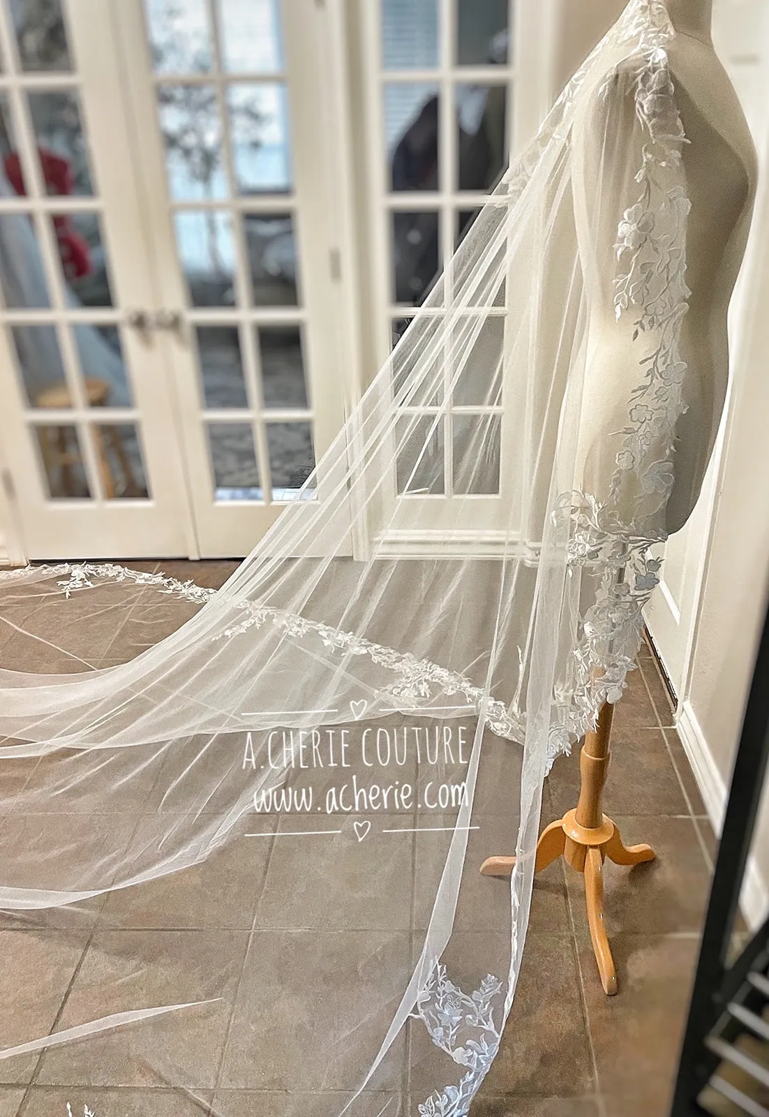 Style RV29 Embroidered Floral Lace Royal Veil