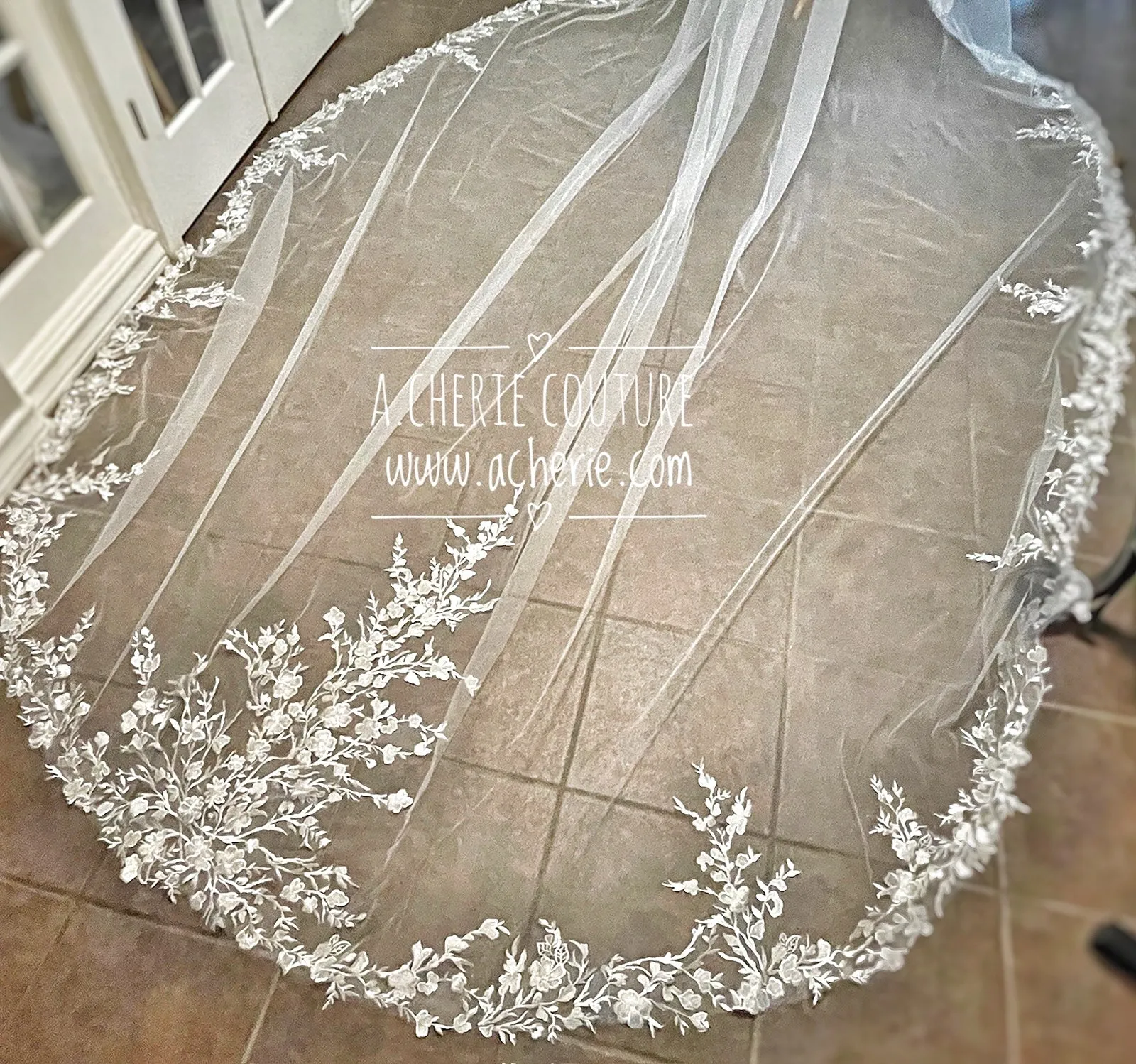 Style RV29 Embroidered Floral Lace Royal Veil