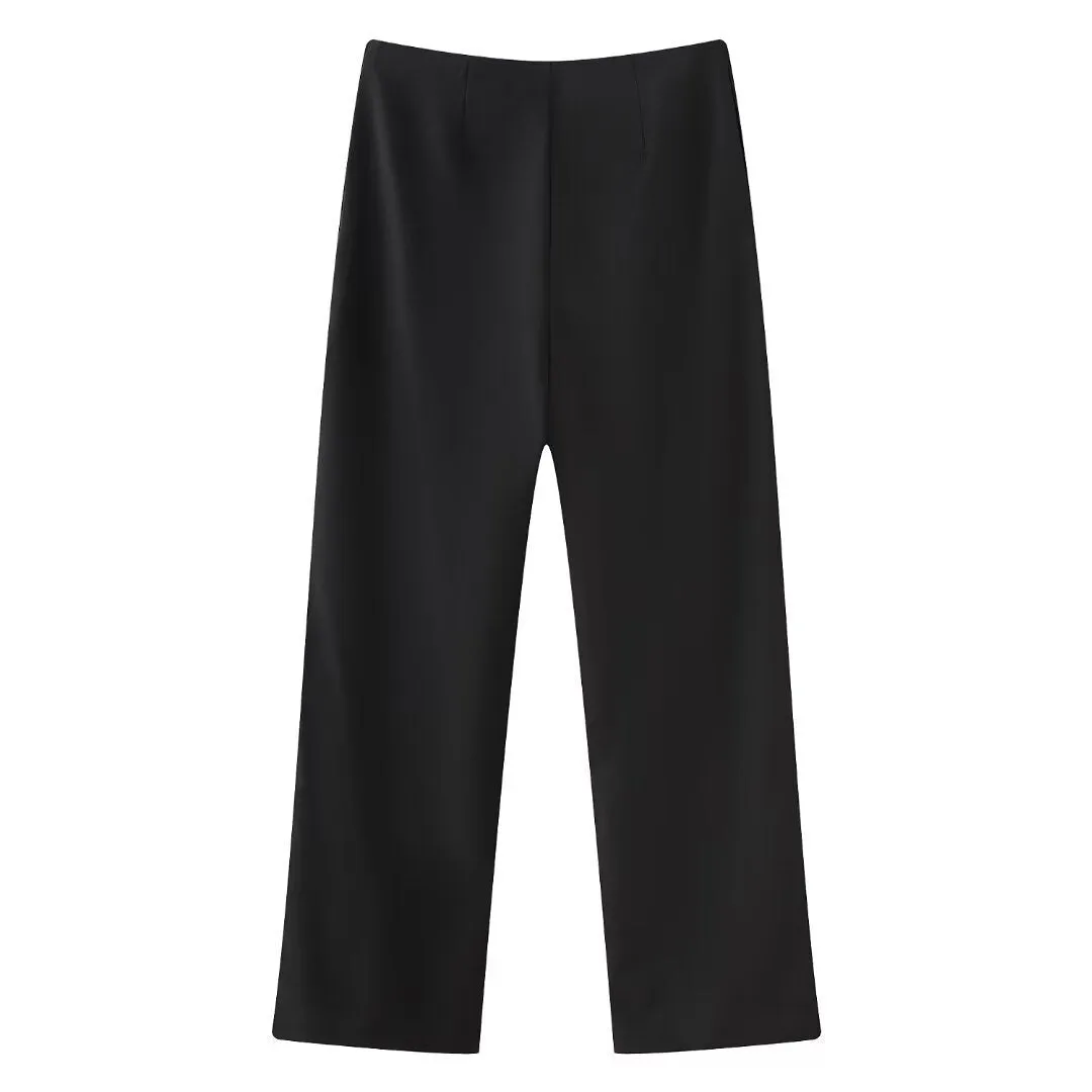 Suit Fabric Halter Top and High-Waisted Tie-Waist Casual Pants Set S-240501-46
