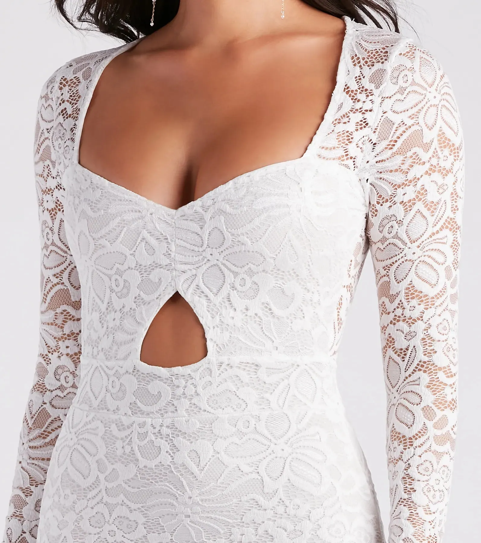 Sweet Romance Long Sleeve Lace Mini Dress