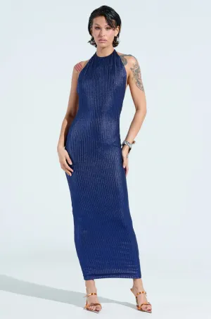TAKE ME TO FIGI KNIT MAXI DRESS IN BLUE