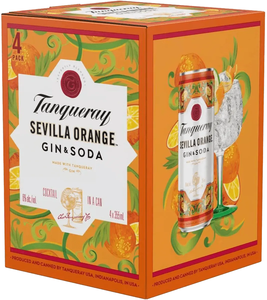 Tanqueray Sevilla Orange Gin and Soda (4 Pack) 355 ML