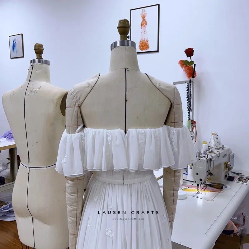 Taylor Hill Inspired White Off-the-shoulder Celebrity Wedding Dress Bridal Gown