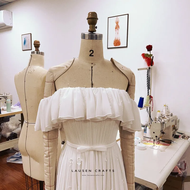 Taylor Hill Inspired White Off-the-shoulder Celebrity Wedding Dress Bridal Gown