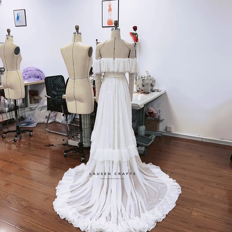 Taylor Hill Inspired White Off-the-shoulder Celebrity Wedding Dress Bridal Gown