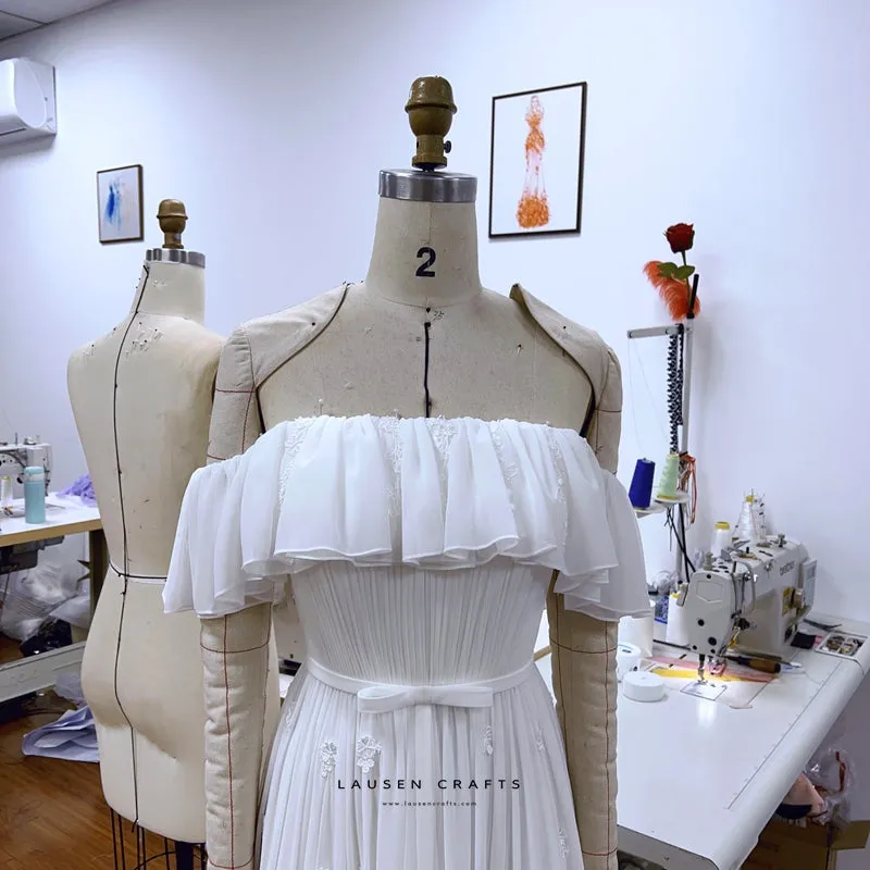 Taylor Hill Inspired White Off-the-shoulder Celebrity Wedding Dress Bridal Gown