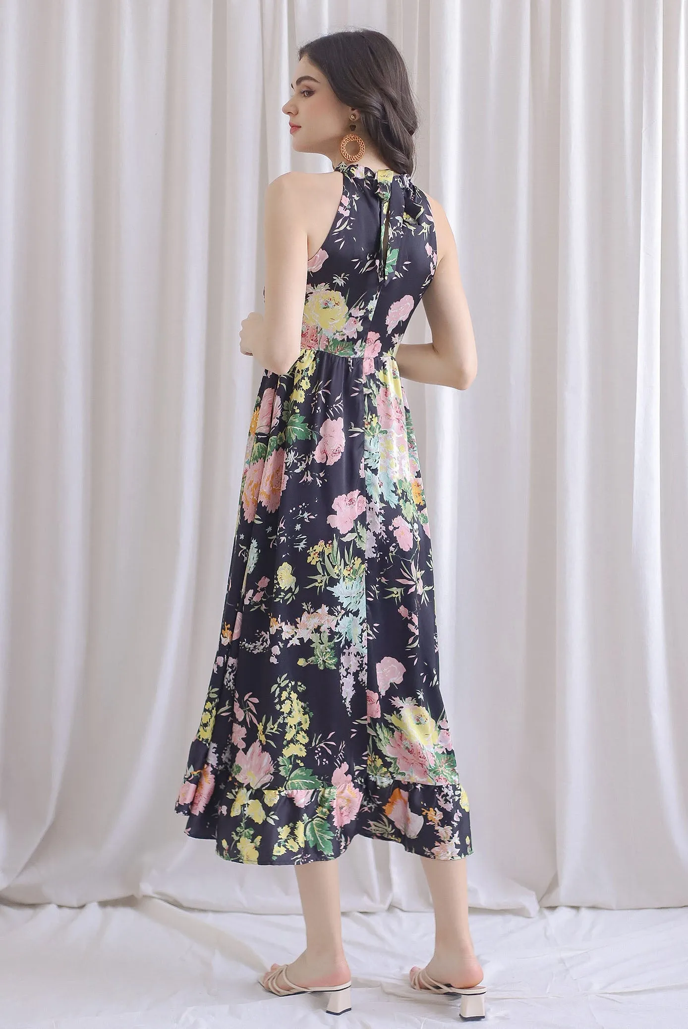 TDC Rosabella Halter Fishtail Dress In Black