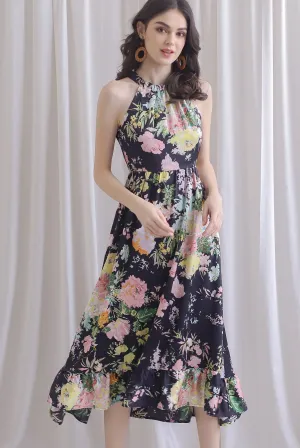TDC Rosabella Halter Fishtail Dress In Black