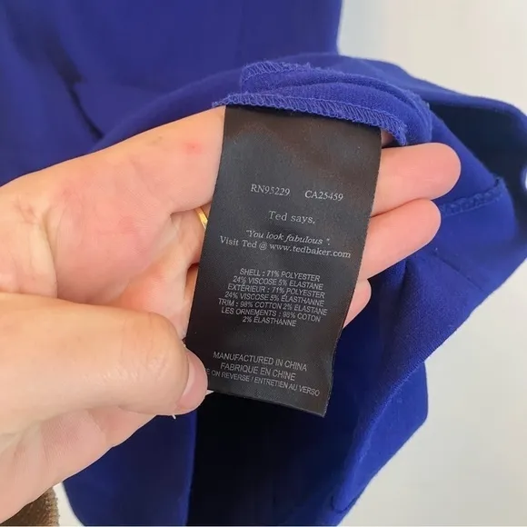 TED BAKER royal blue puff sleeve bodycon mini dress