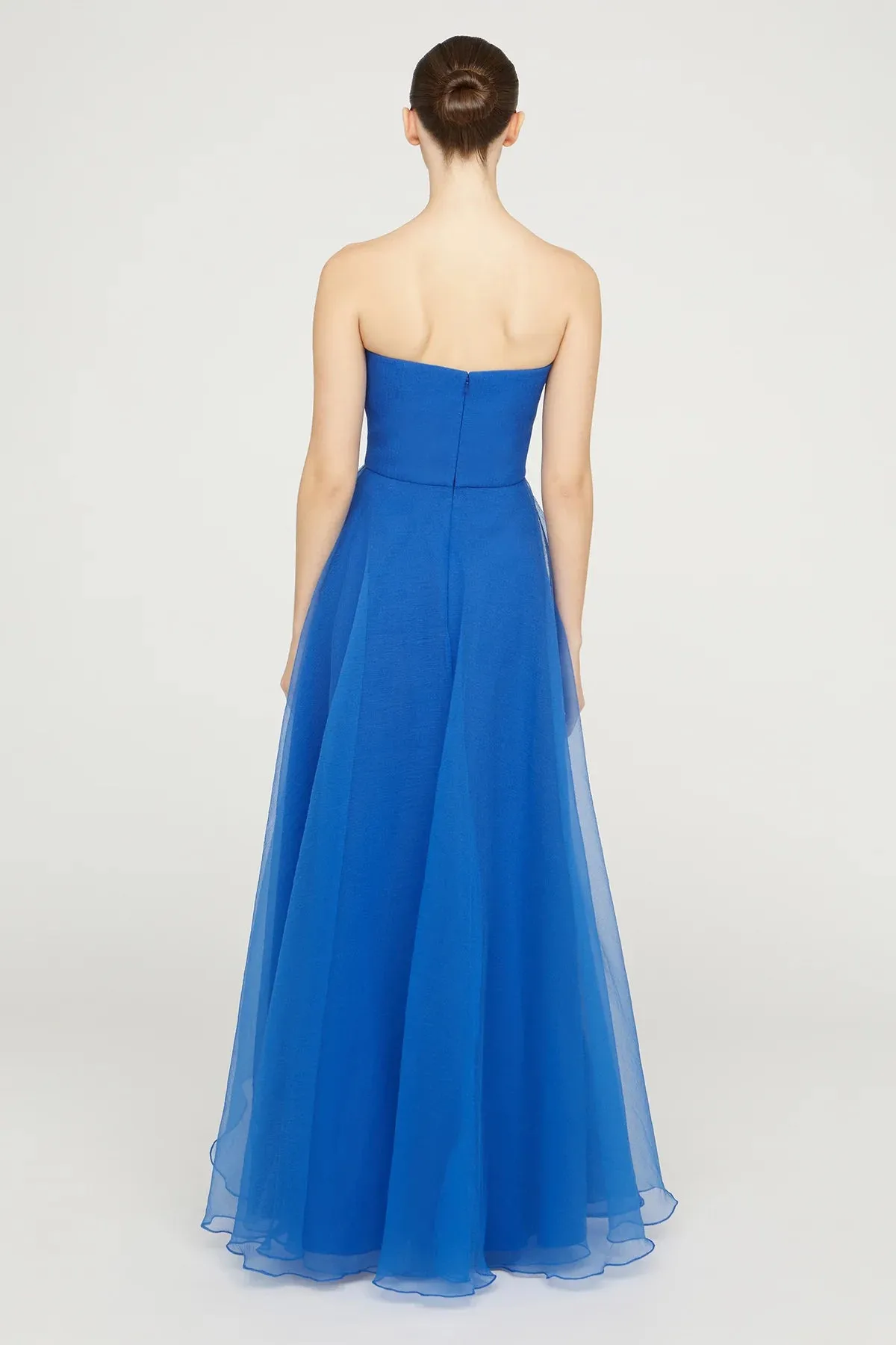 Teresa Strapless Draped Gown - Cornflower Blue