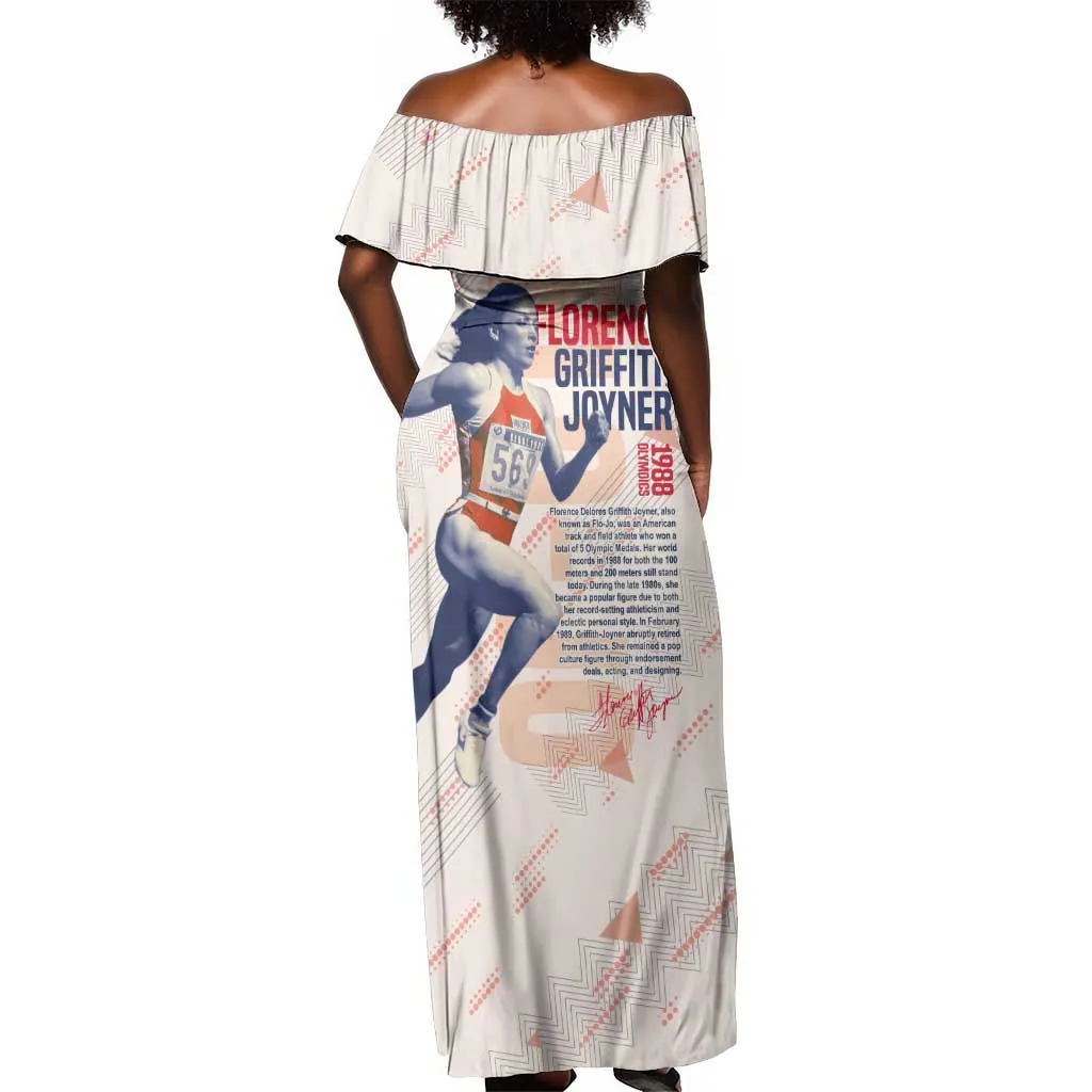The Phenomenal Woman Flo-Jo Off Shoulder Maxi Dress 1988 Olympic DT02