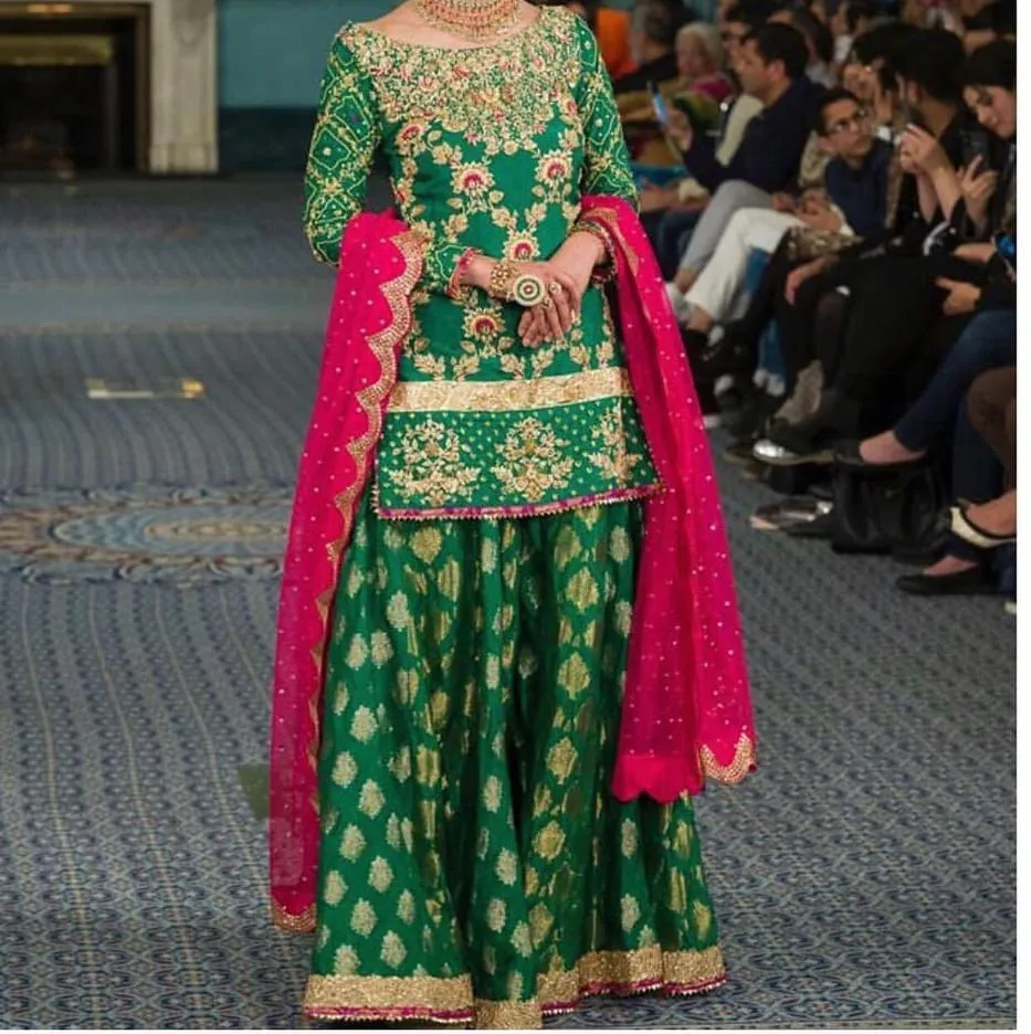 Traditional Mehndi Lehenga in Dark green # B2022