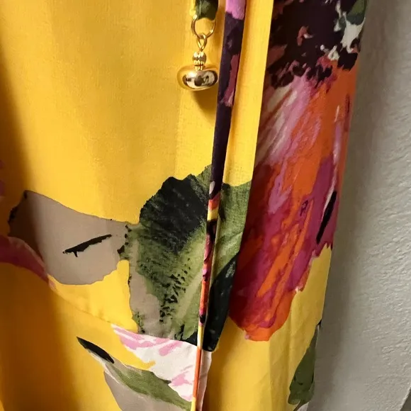 Trina Turk Yellow Flutter Sleeve Midi Sundress
