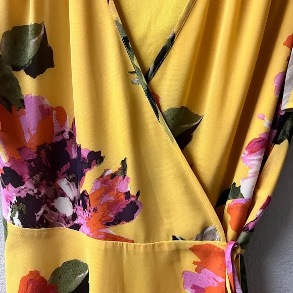 Trina Turk Yellow Flutter Sleeve Midi Sundress