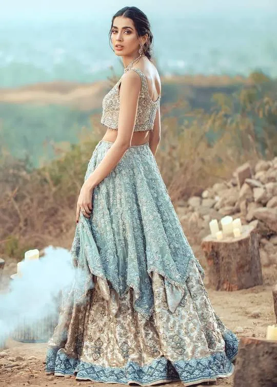 Turquoise Wedding Lehnga Choli for Asian Bride #C2045