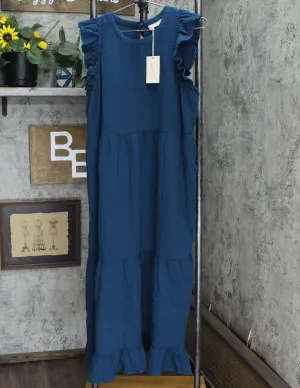 Universal Thread Women's Sleeveless Maxi Tiered Ruffle Dress. Blue Baritone XL
