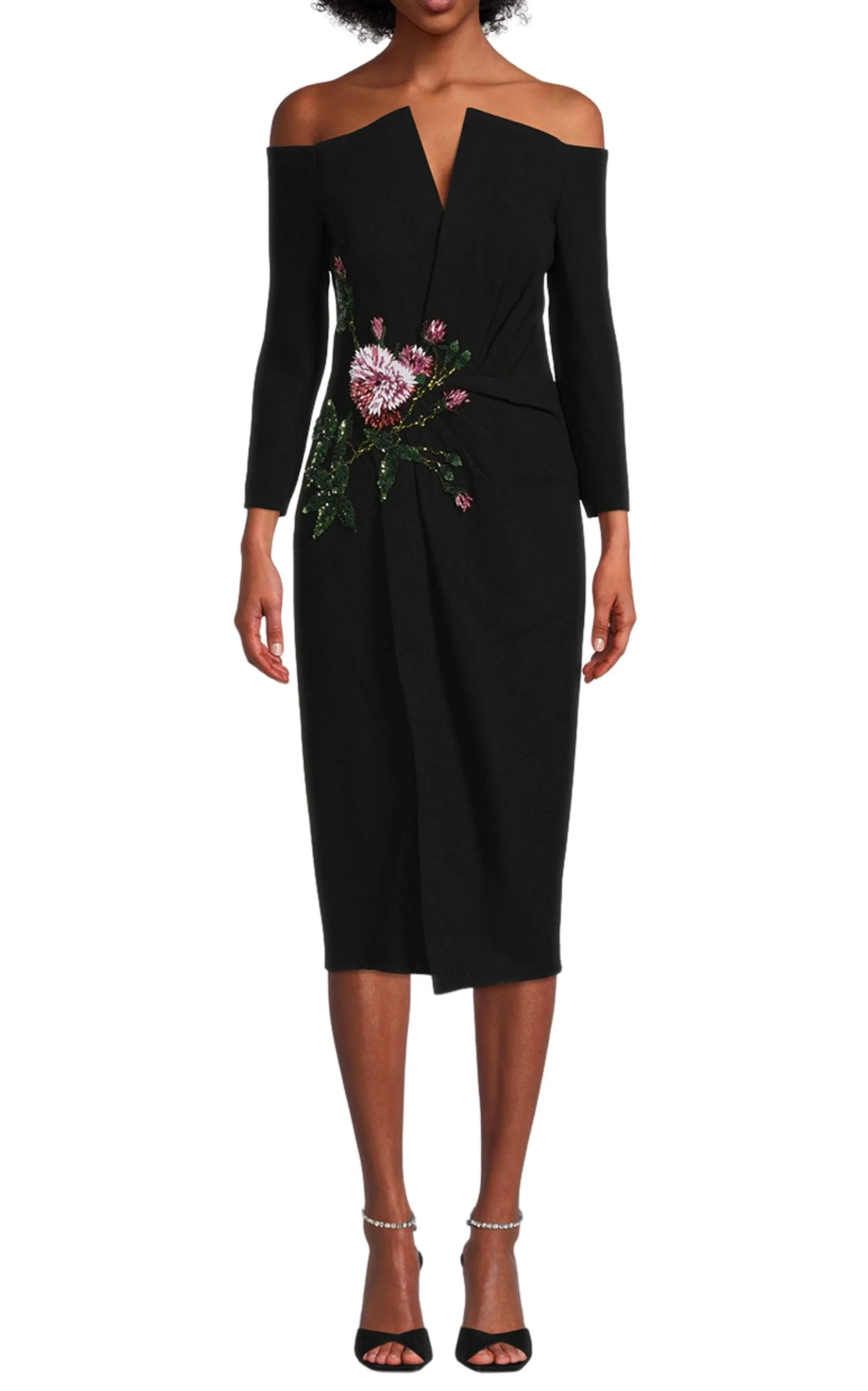 V-neck  Crystal Cocktail Dress