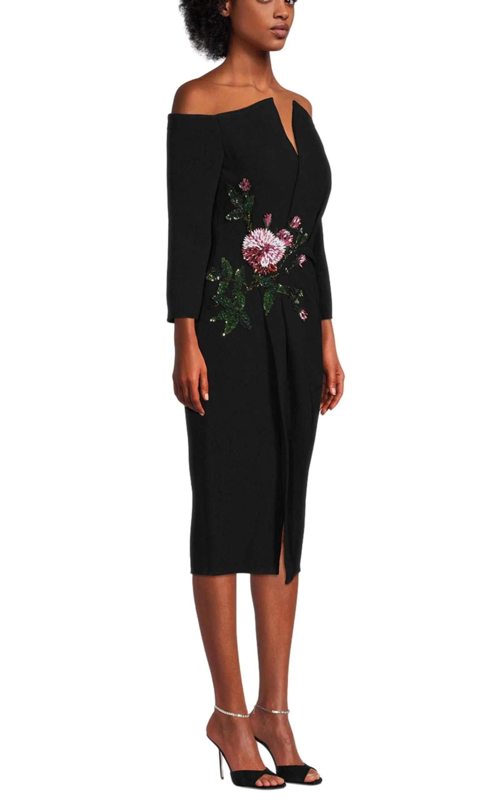 V-neck  Crystal Cocktail Dress