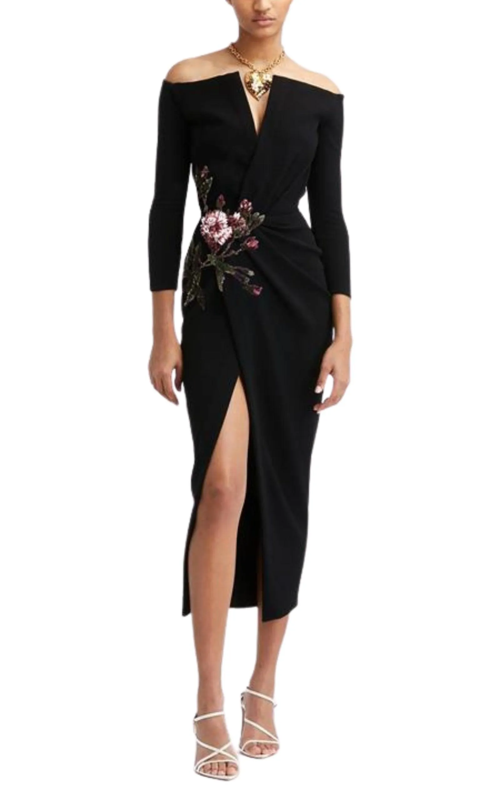 V-neck  Crystal Cocktail Dress