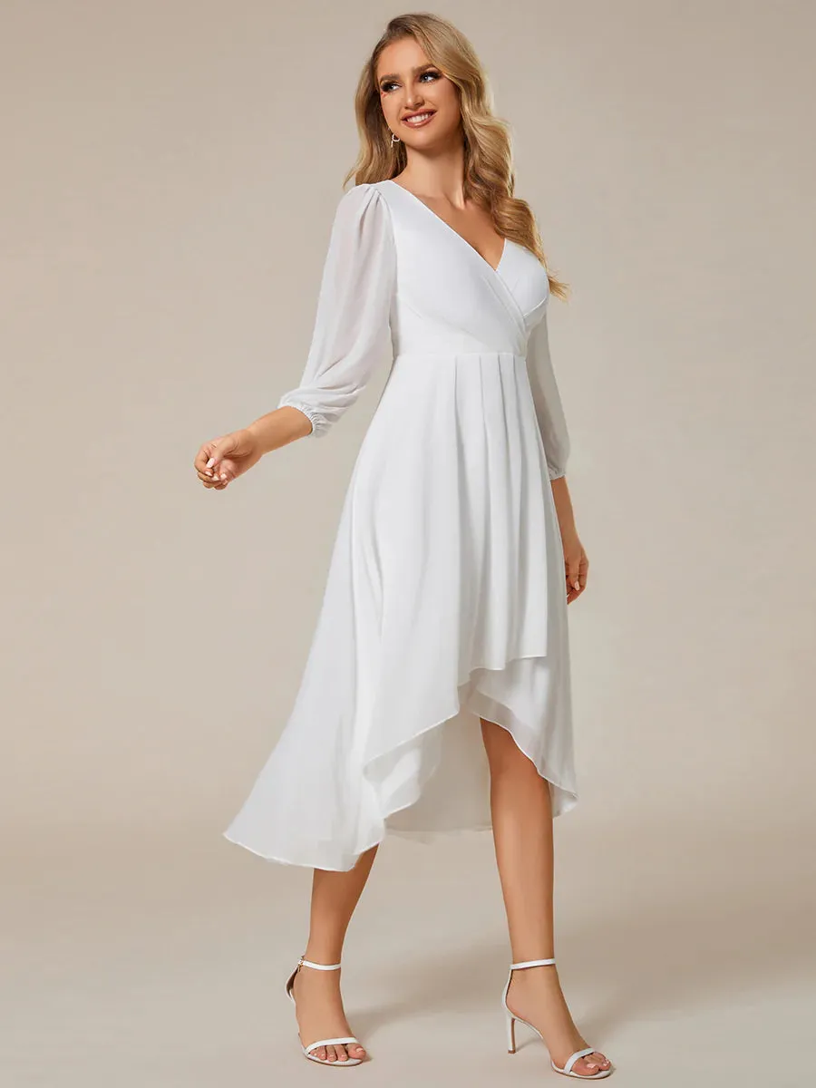 V Neck Lace Chiffon Elegant Wedding Dress