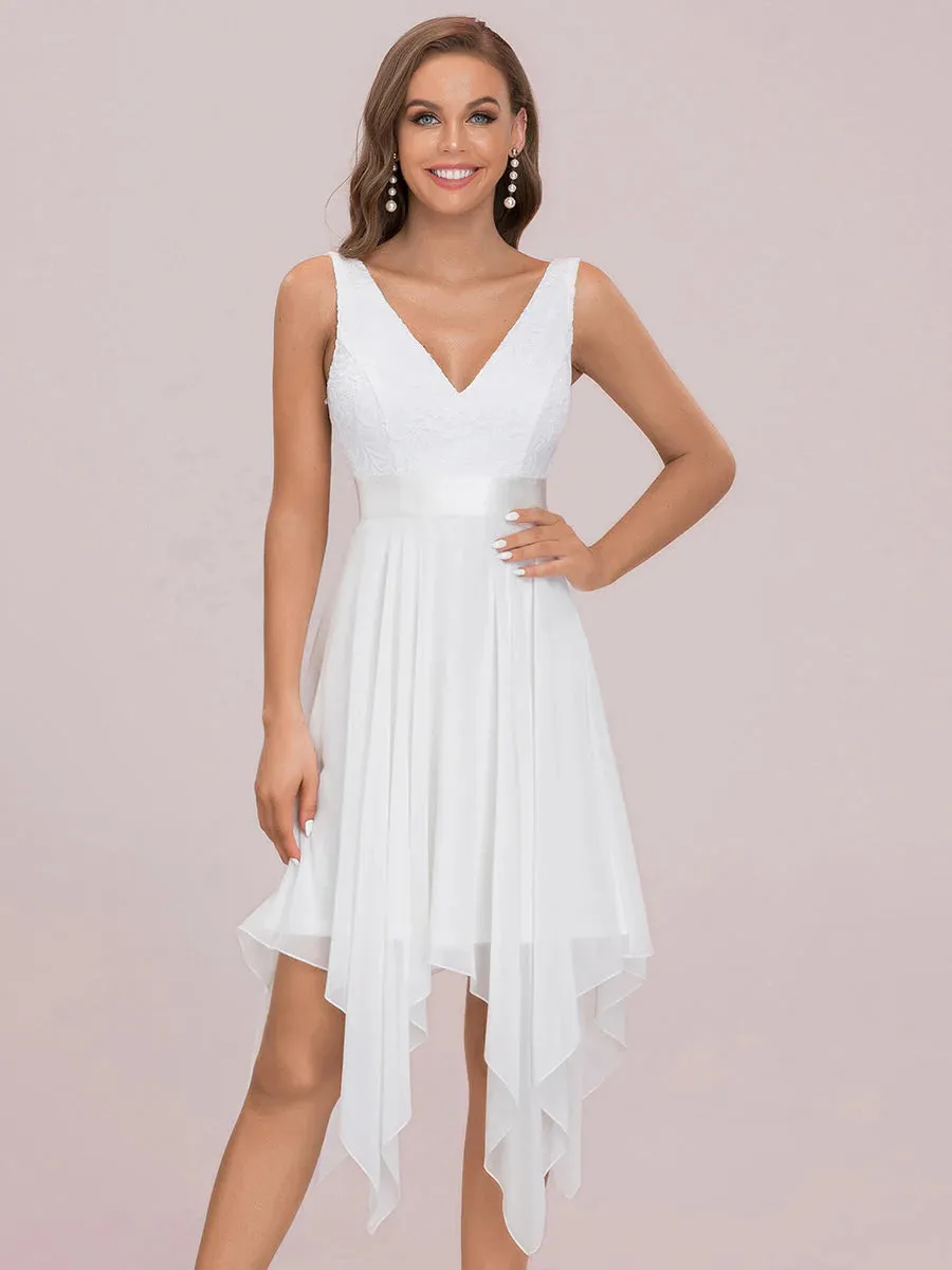 V Neck Lace Chiffon Elegant Wedding Dress