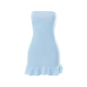 Valen Strapless Ruffle Hem Bodycon Mini Dress