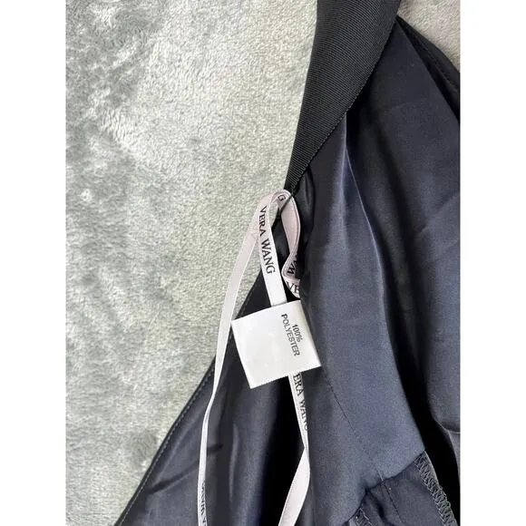 Vera Wang Bow Halter Dress 8 Blue Gray Ruffle Cocktail Bridesmaid Formal