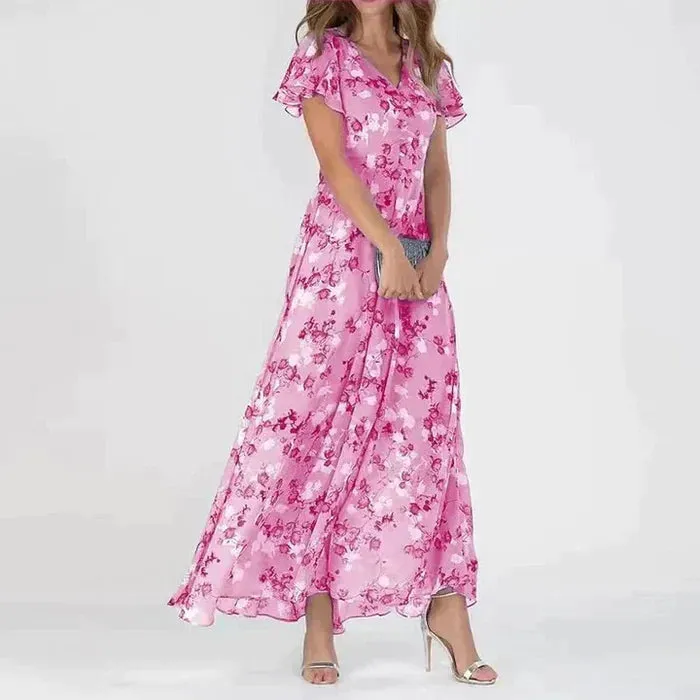 Victoria - Long summer dress with floral pattern