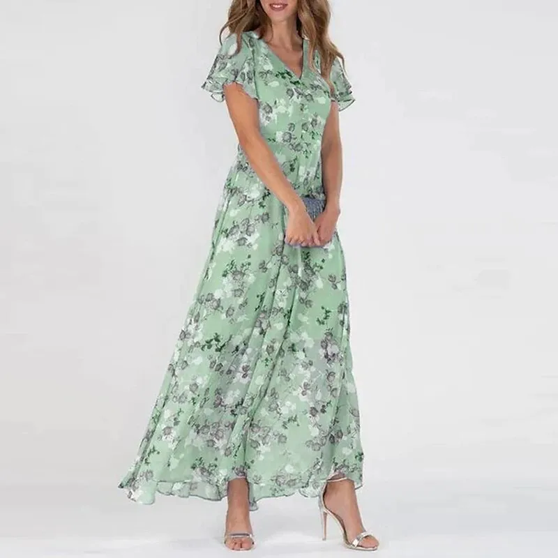 Victoria - Long summer dress with floral pattern