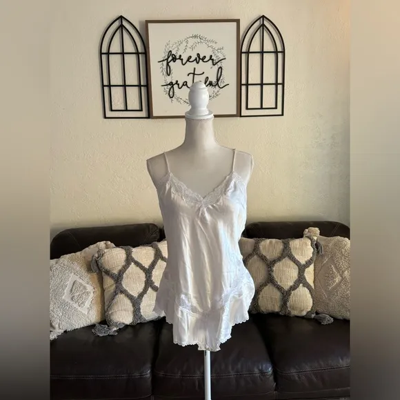 VTG Woolite Sheri Gregory White Silky Satin Lace Romper Bodysuit Size L Bridal